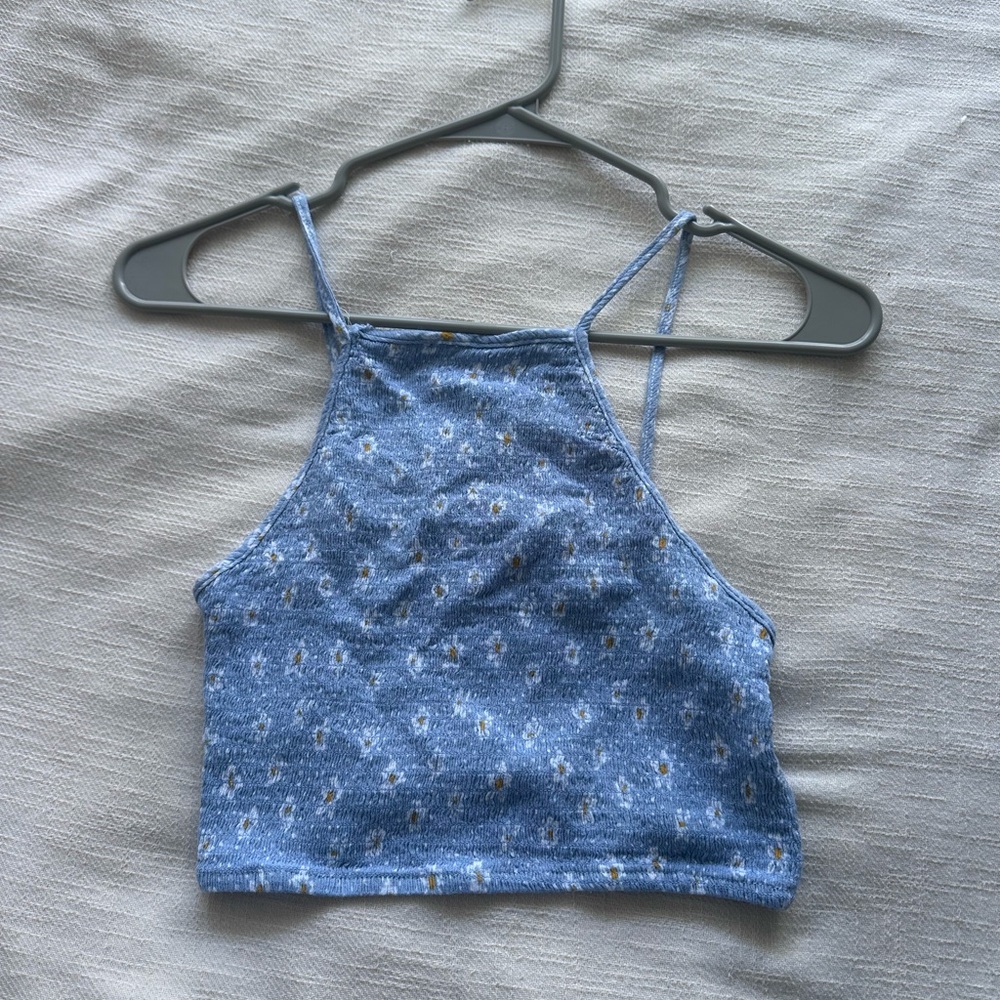 PacSun Blue Daisy Print Crop Top